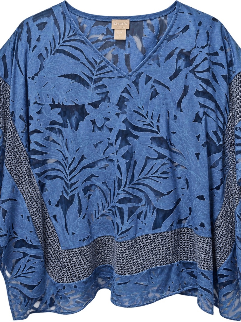 Chicos Blue Sheer kimono with Patterned Women’s Pants
